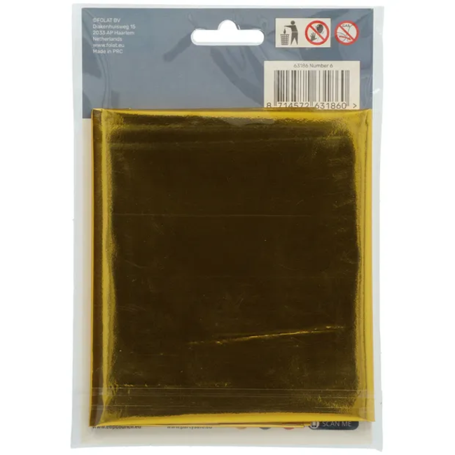 Folieballon Cijfer 6 - Goud - 86 cm