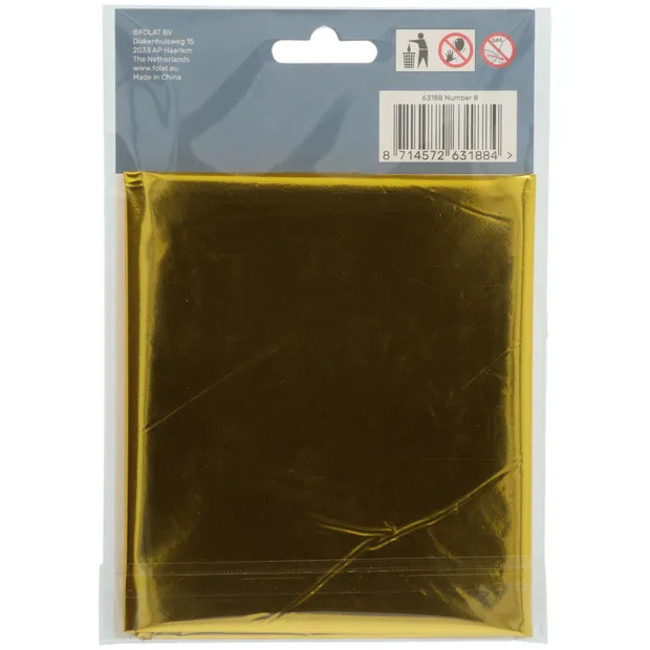 Folieballon Cijfer 8 - Goud - 86 cm