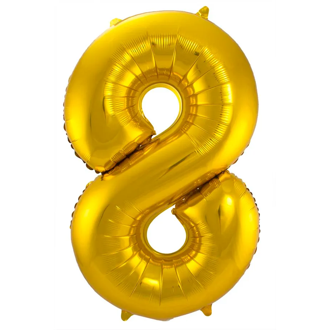 Folieballon Cijfer 8 - Goud - 86 cm