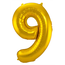 Folieballon Cijfer 9 - Goud - 86 cm