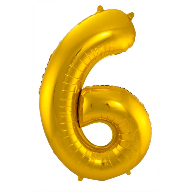 Folieballon Cijfer 6 - Goud - 86 cm