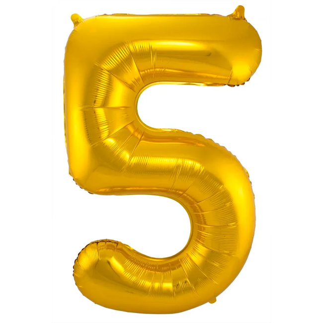 Folieballon Cijfer 5 - Goud - 86 cm