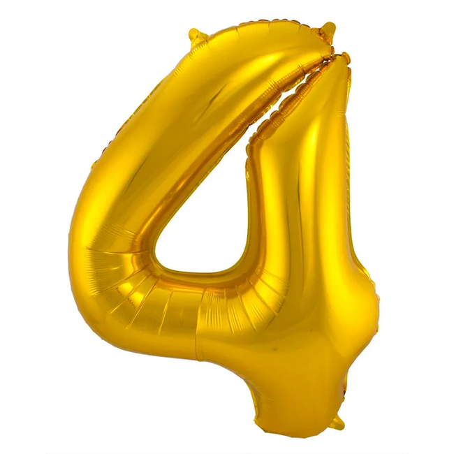 Folieballon Cijfer 4 - Goud - 86 cm