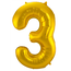 Folieballon Cijfer 3 - Goud - 86 cm