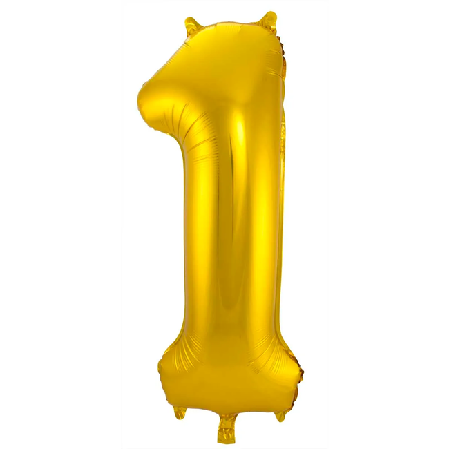 Folieballon Cijfer 1 - Goud - 86 cm