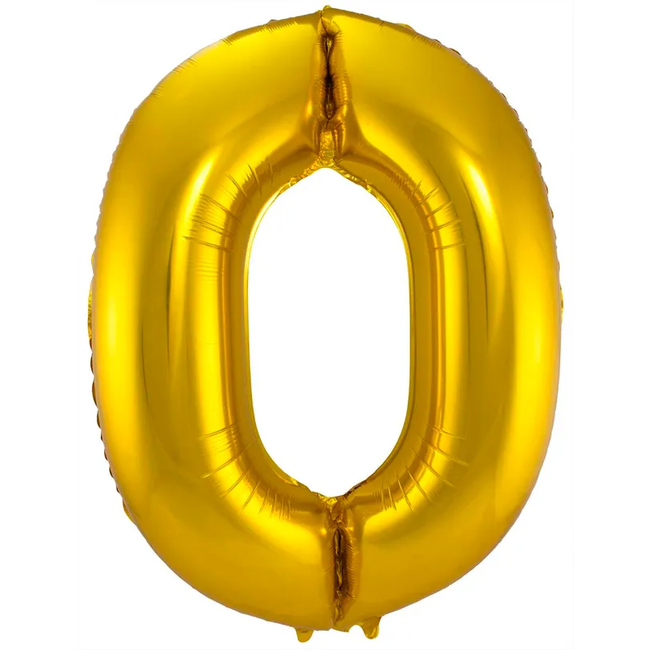 Folieballon Cijfer 0 - Goud - 86 cm