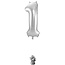 Folieballon Cijfer 1 - Zilver- 86 cm