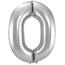 Folieballon Cijfer 0 - Zilver- 86 cm