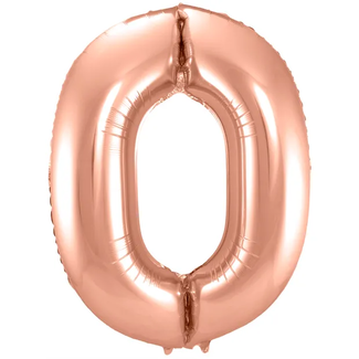 Folat Folieballon Cijfer 0 - Rosé Goud - 86 cm