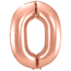 Folieballon Cijfer 0 - Rosé Goud - 86 cm