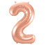 Folieballon Cijfer 2 - Rosé Goud - 86 cm