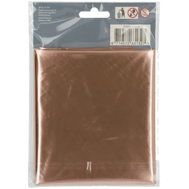 Folieballon Cijfer 2 - Rosé Goud - 86 cm