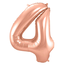 Folieballon Cijfer 4 - Rosé Goud - 86 cm