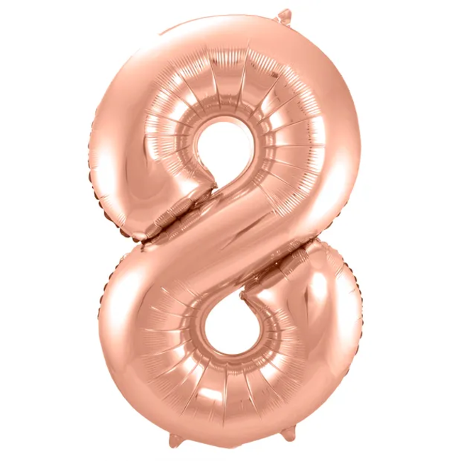 Folieballon Cijfer 8 - Rosé Goud - 86 cm