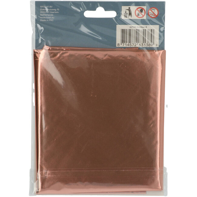 Folieballon Cijfer 8 - Rosé Goud - 86 cm