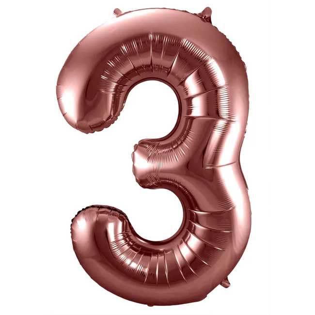 Folieballon Cijfer 3 Brons - 86 cm