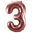 Folieballon Cijfer 3 Brons - 86 cm