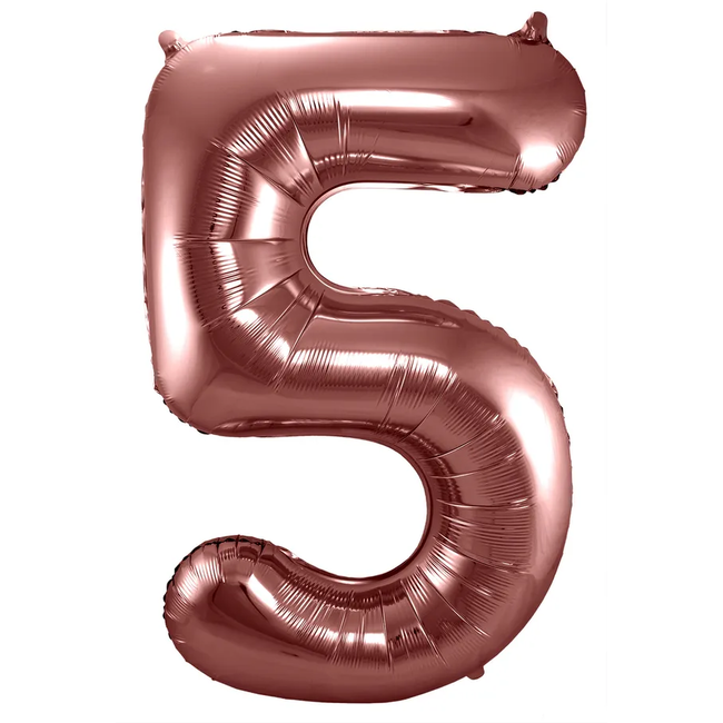 Folieballon Cijfer 5 Brons - 86 cm