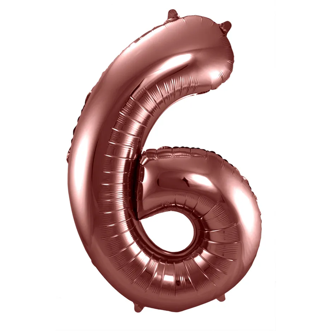 Folieballon Cijfer 6 Brons - 86 cm