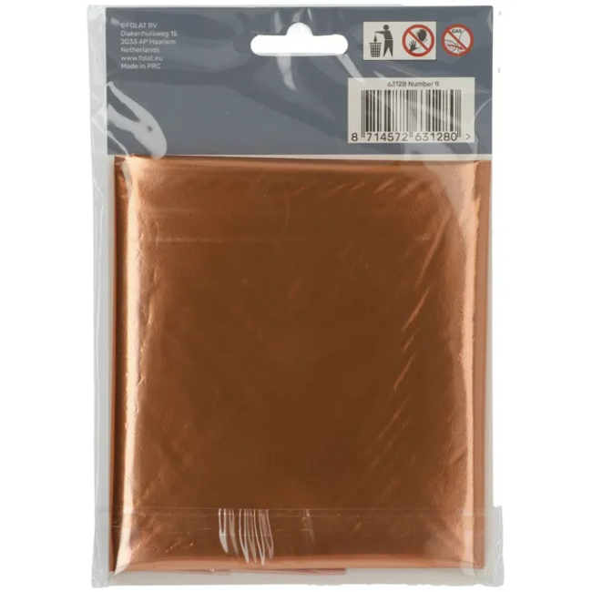Folieballon Cijfer 8 Brons - 86 cm