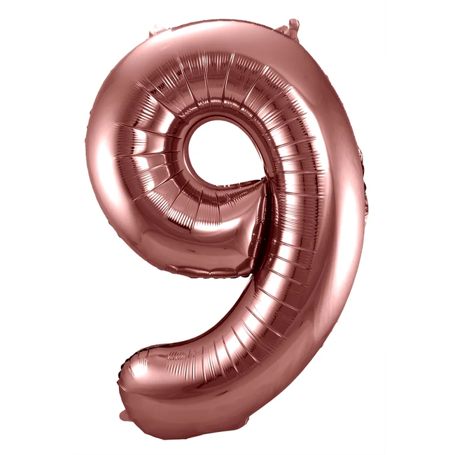 Folieballon Cijfer 9 Brons - 86 cm