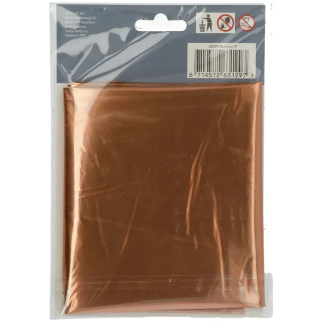 Folieballon Cijfer 9 Brons - 86 cm