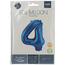 Folieballon Cijfer 4 - Blauw - 86 cm