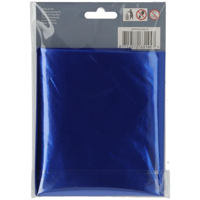 Folieballon Cijfer 5 - Blauw - 86 cm