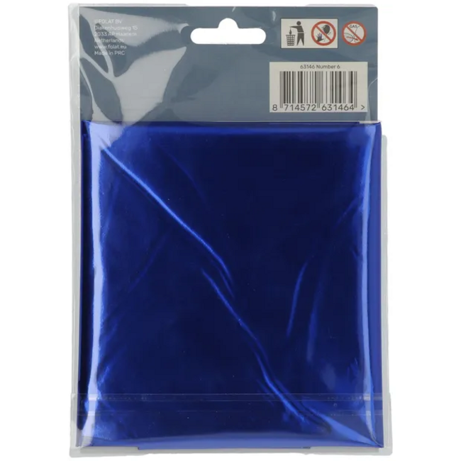 Folieballon Cijfer 6 - Blauw - 86 cm