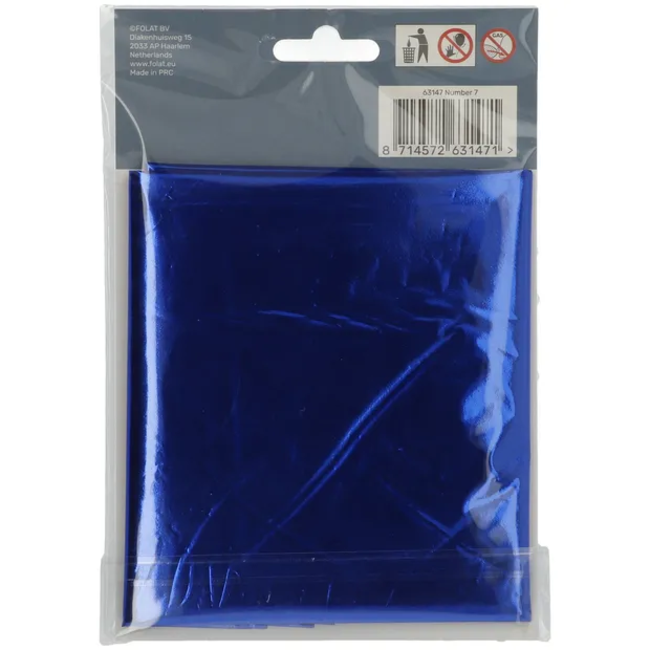 Folieballon Cijfer 7 - Blauw - 86 cm