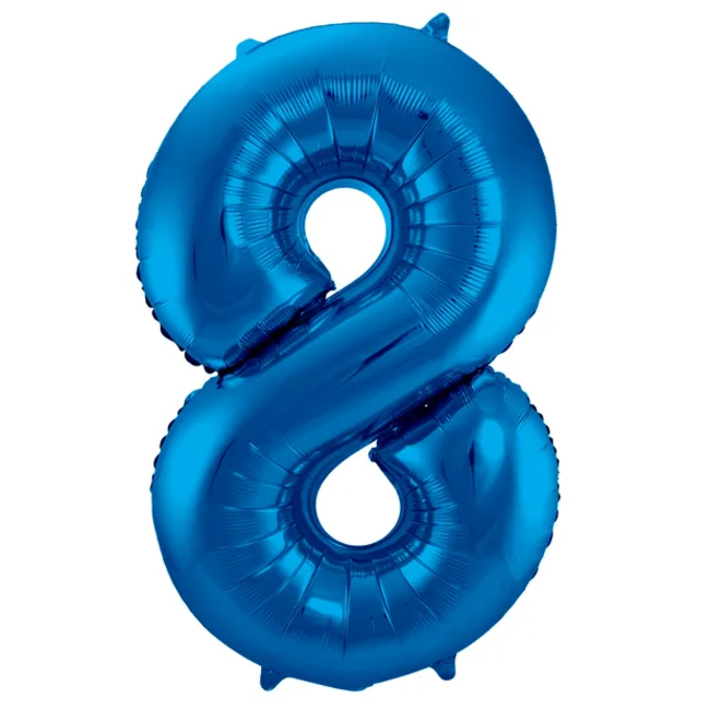 Folieballon Cijfer 8 - Blauw - 86 cm