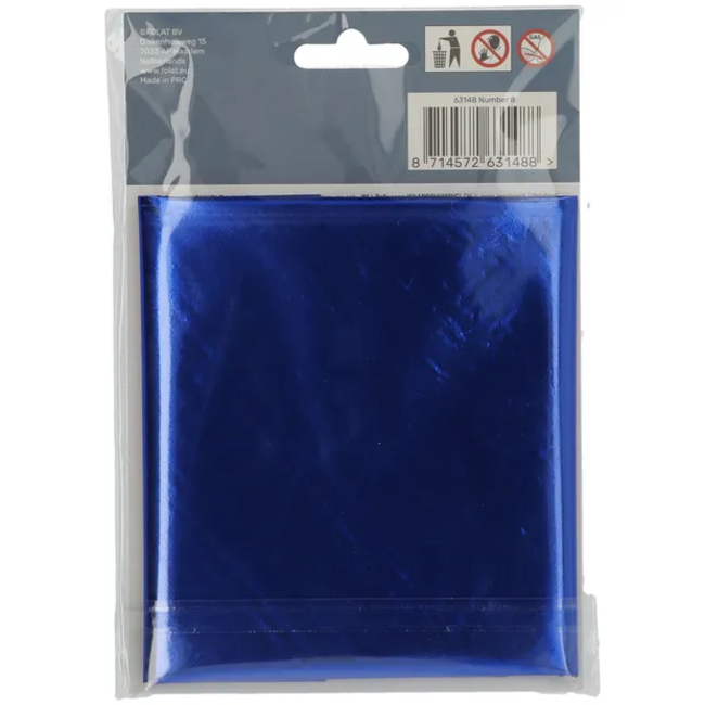 Folieballon Cijfer 8 - Blauw - 86 cm