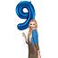 Folieballon Cijfer 9 - Blauw - 86 cm