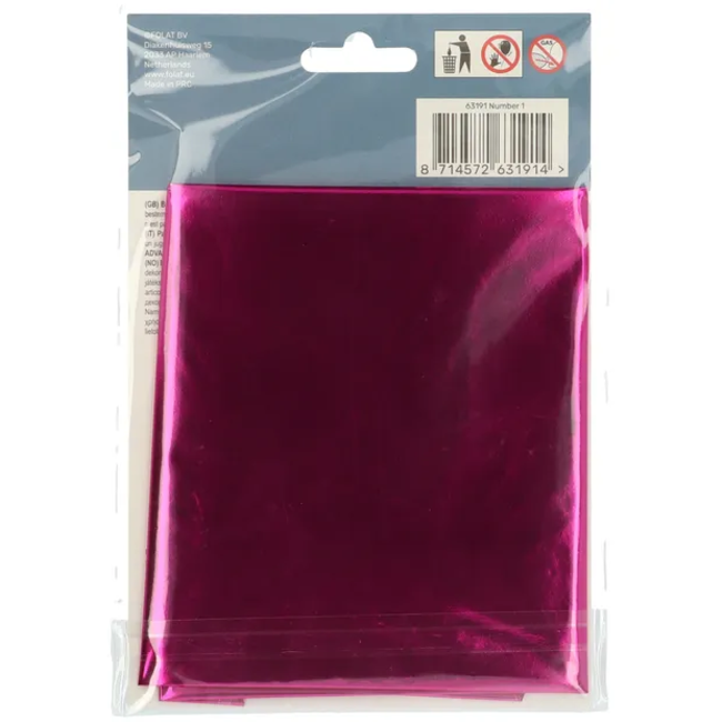 Folieballon Cijfer 1 - Magenta - 86 cm