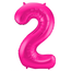 Folieballon Cijfer 2 - Magenta - 86 cm