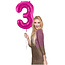 Folieballon Cijfer 3 - Magenta - 86 cm