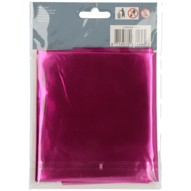 Folieballon Cijfer 4 - Magenta - 86 cm