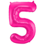 Folieballon Cijfer 5 - Magenta - 86 cm