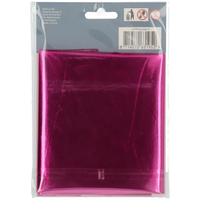 Folieballon Cijfer 5 - Magenta - 86 cm