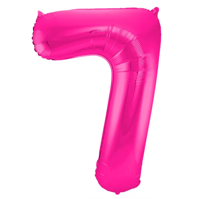 Folieballon Cijfer 7 - Magenta - 86 cm