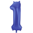 Folieballon Cijfer 1 - Blauw Metallic Mat - 86 cm