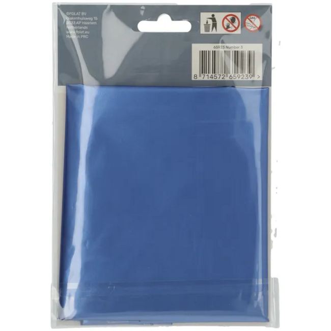 Folieballon Cijfer 3 - Blauw Metallic Mat - 86 cm