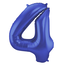 Folieballon Cijfer 4 - Blauw Metallic Mat - 86 cm