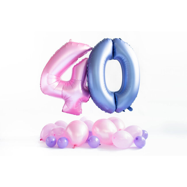 Folieballon Cijfer 6 - Blauw Metallic Mat - 86 cm