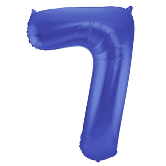 Folat Folieballon Cijfer 7 - Blauw Metallic Mat - 86 cm