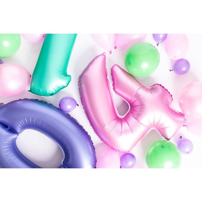 Folieballon Cijfer 9 - Blauw Metallic Mat - 86 cm