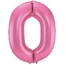 Folieballon Cijfer 0 - Roze Metallic Mat - 86 cm