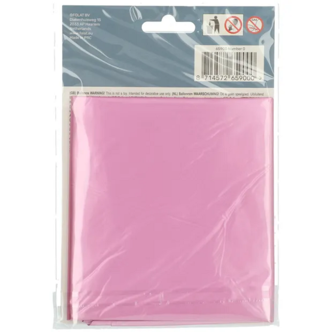 Folieballon Cijfer 0 - Roze Metallic Mat - 86 cm