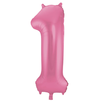 Folat Folieballon Cijfer 1 - Roze Metallic Mat - 86 cm