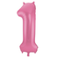 Folieballon Cijfer 1 - Roze Metallic Mat - 86 cm